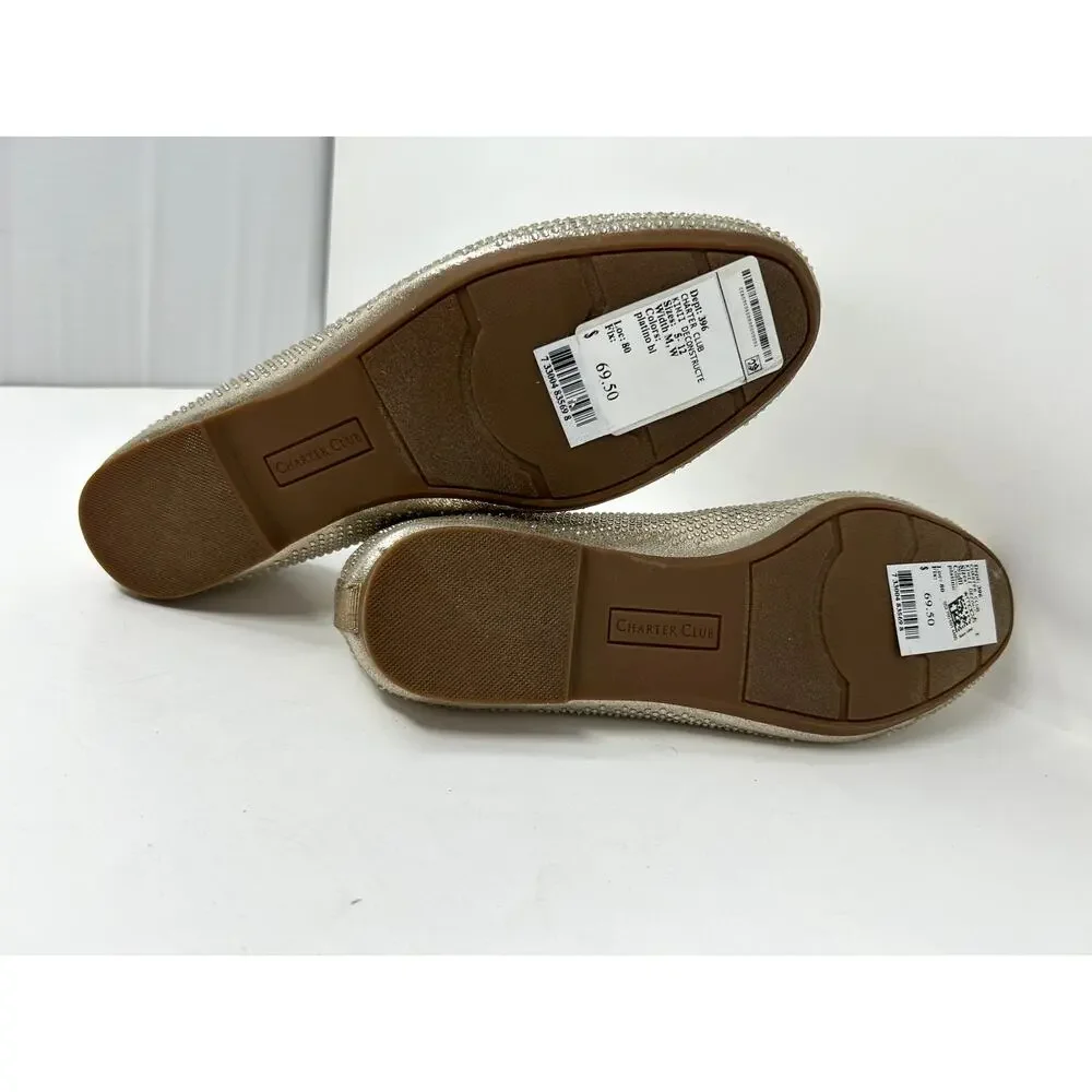 Charter Club Women Slip On Loafers Kimii 2 Size US 8 Wide Platino Bling Bow